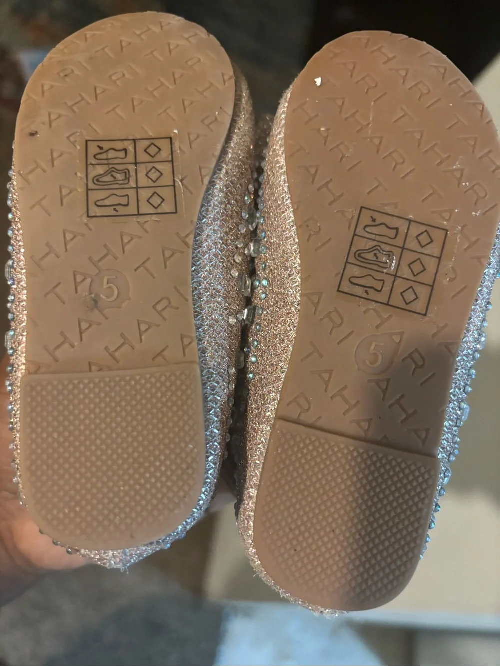 Girls Rose Gold Bow Rhinestone Dress Flats